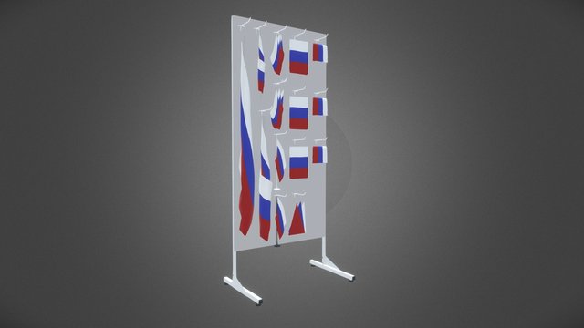 Stand & Flags 3D Model