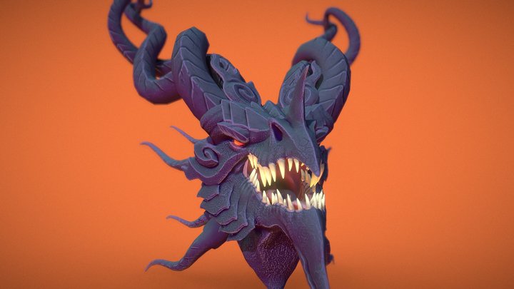 Dark Dragon Head 3D Model