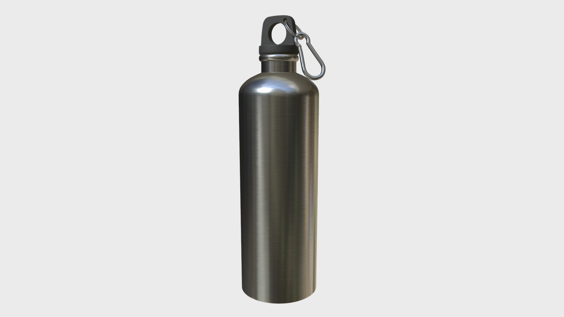 3D model Reusable water bottle - This is a 3D model of the Reusable water bottle. The 3D model is about a black cylindrical object.