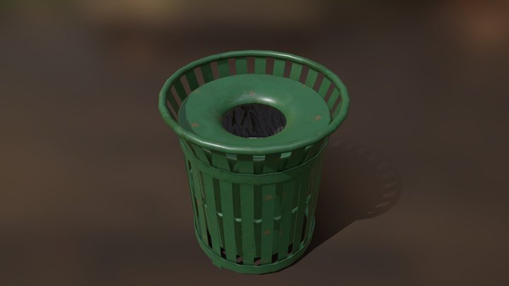 Park Trash Can 3D Model