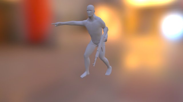 Man Holding Gun Stance 3D Model