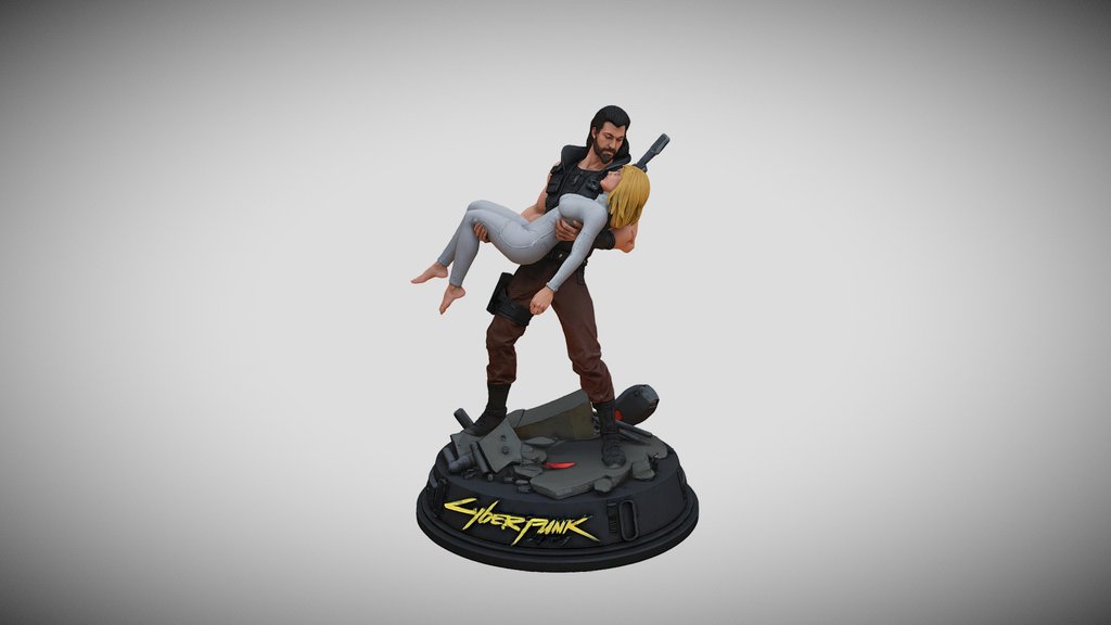 Cyberpunk Action   Character Rescue Statue