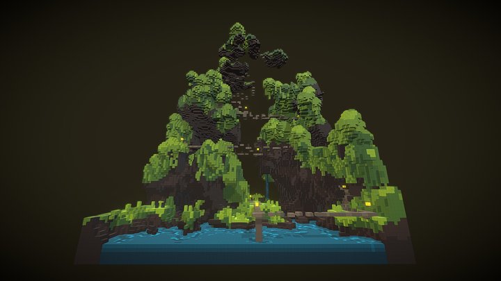 96x96 Jungle Cliff Parcours 3D Model