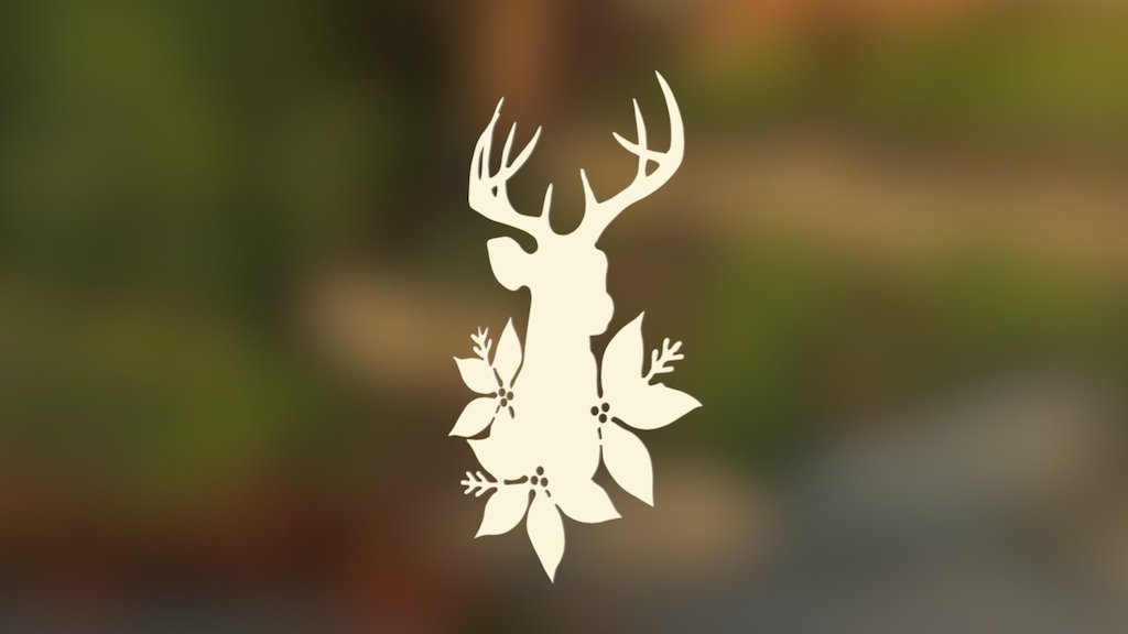 New year pattern deer with snowflakes — Sketchfab embed 3D viewer