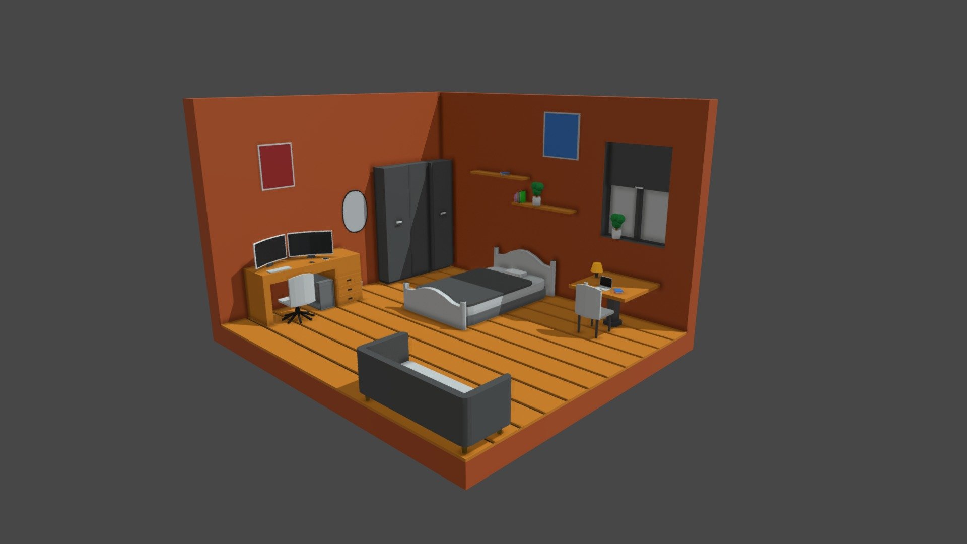 Low Poly Isometric Bedroom - 3D model by AWBMECREATIONS [8853ccd ...