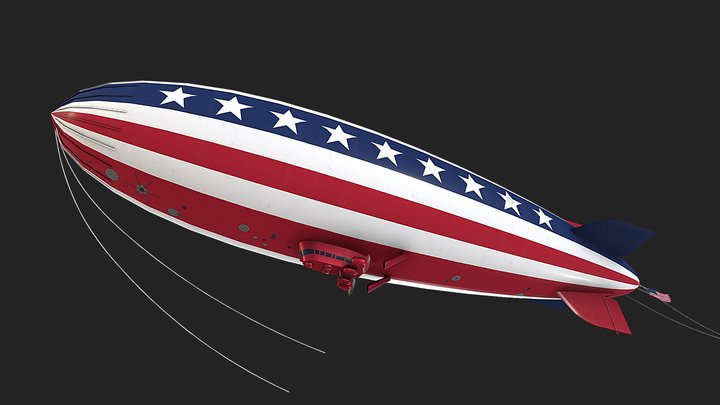 Airship Blimp US flag 2 Livery 3D Model