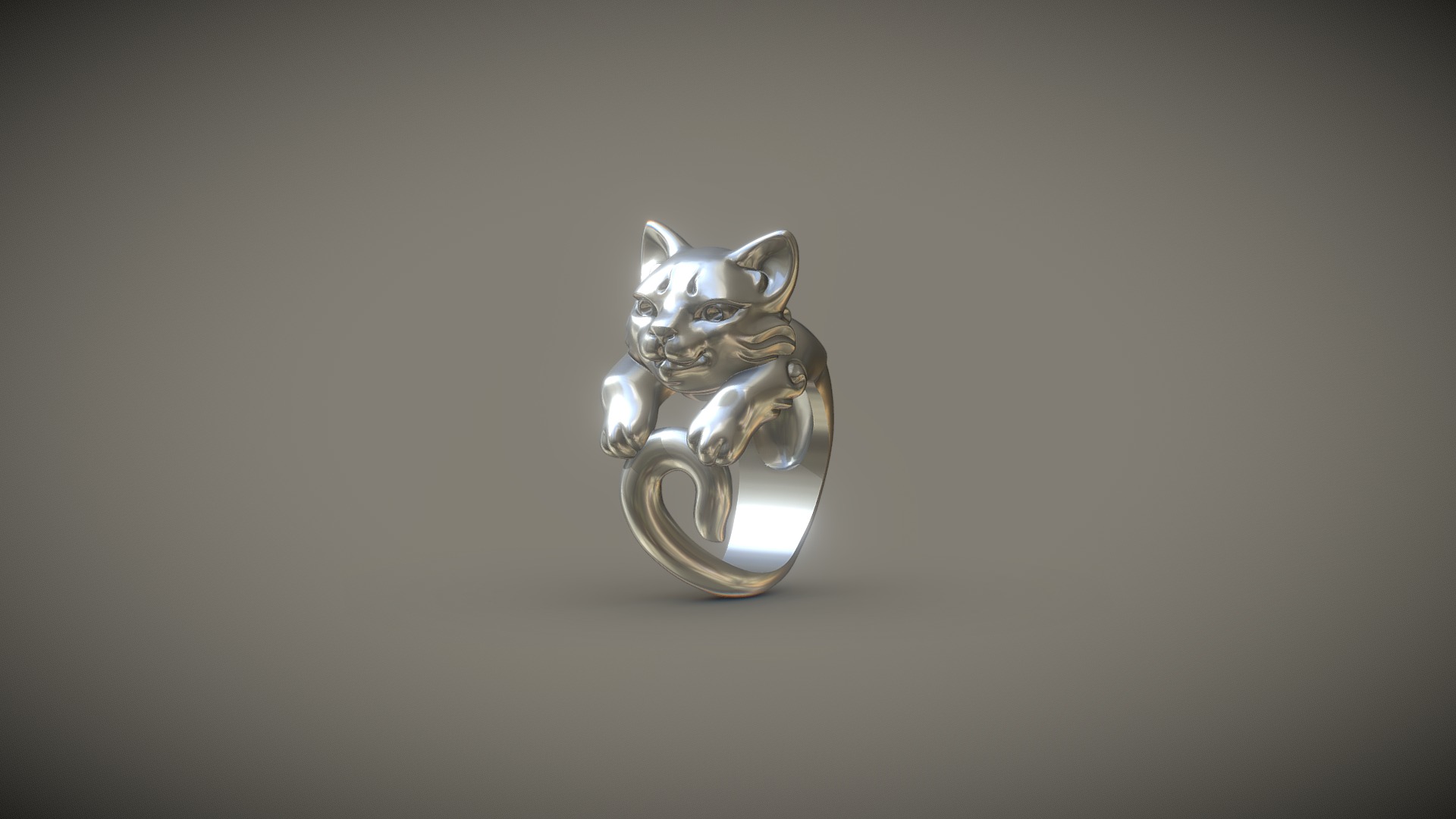 3D model Cat Ring - This is a 3D model of the Cat Ring. The 3D model is about a silver and gold ring.