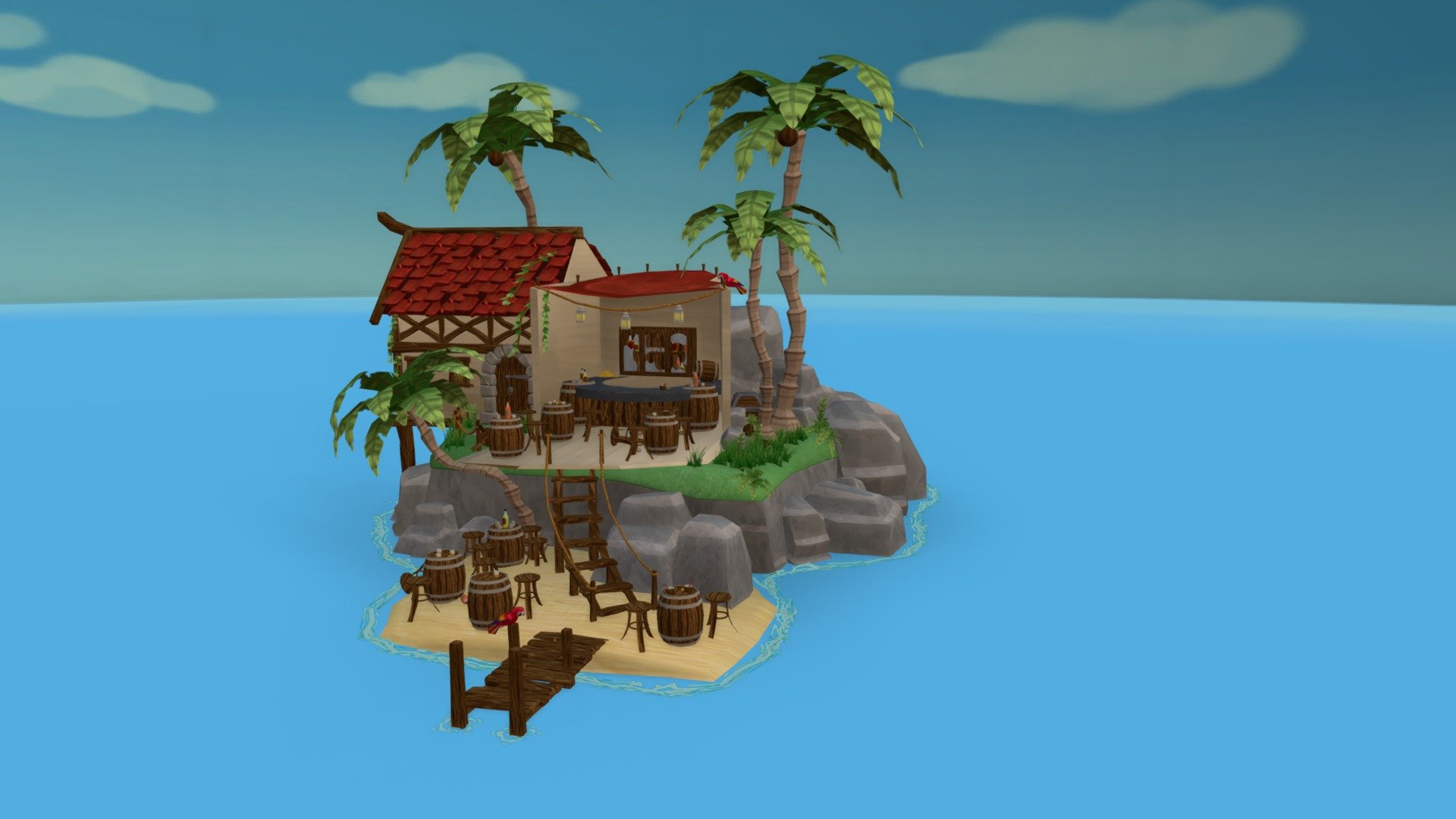 Where's the rum gone - stylized pirate island - 3D model by iva ...