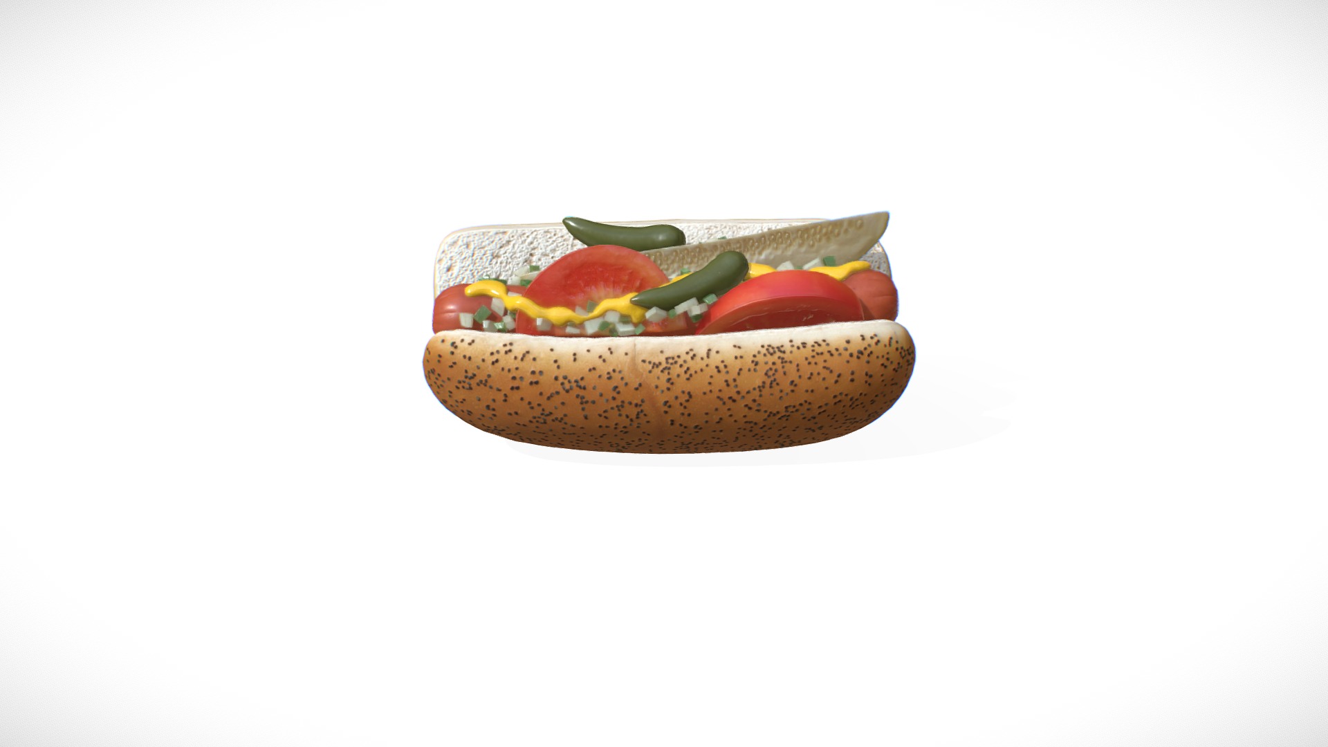 3D model Food Series #3 – Hot Dog - This is a 3D model of the Food Series #3 - Hot Dog. The 3D model is about a bowl of food.