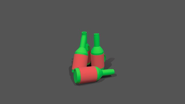Bottles low poly 3D Model