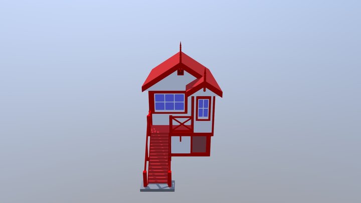 Vintage Railway Signal House 3D Model