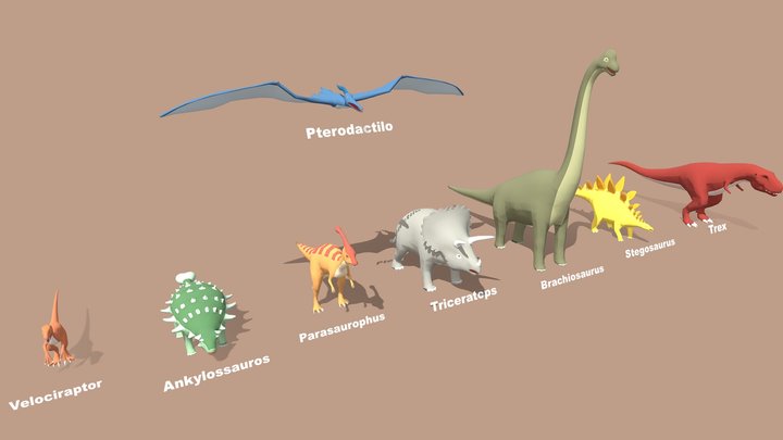 Dinossaurs lowpoly - Animals pack 3D Model