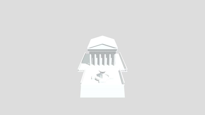 Temple with fountain 3D Model