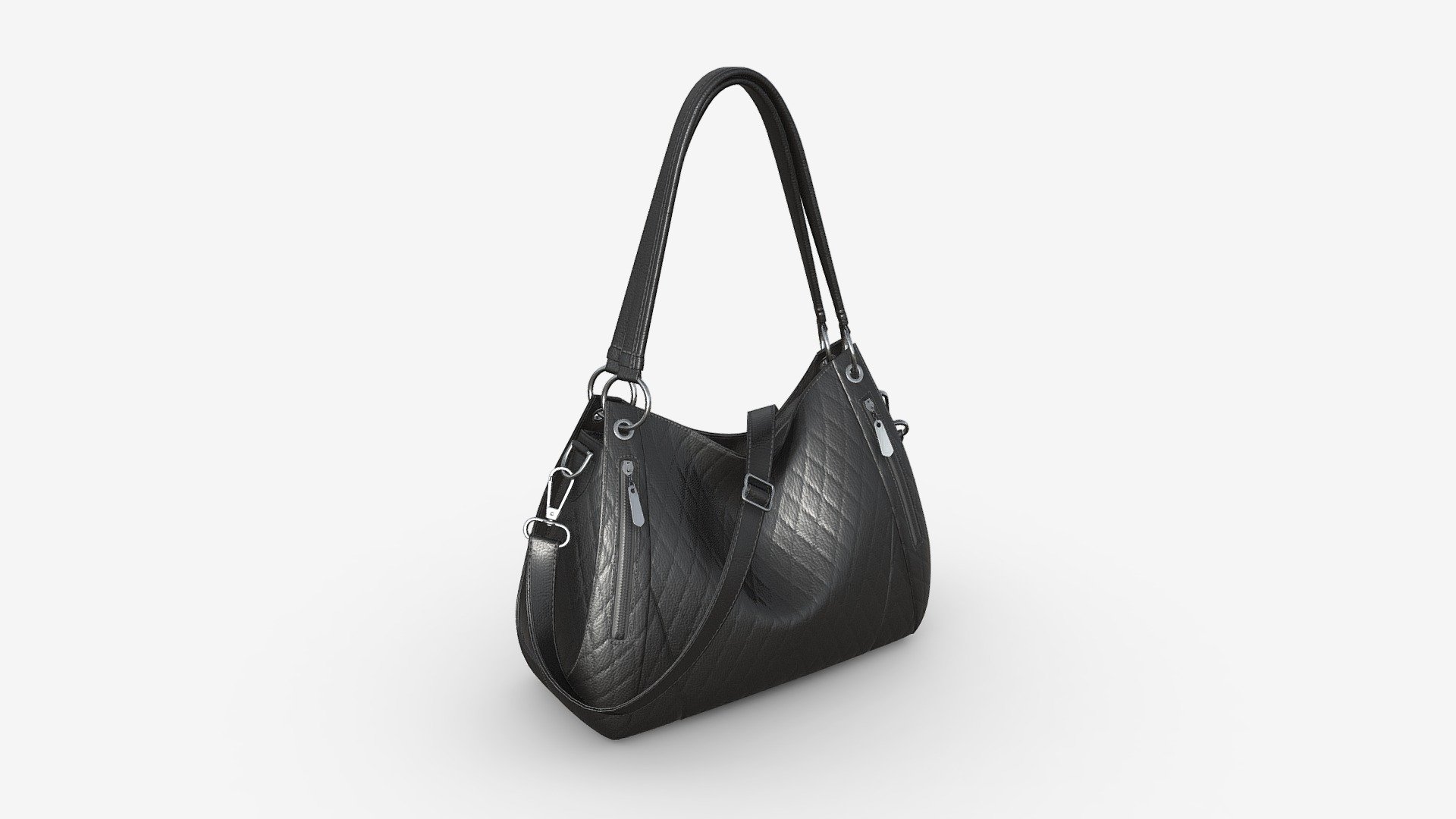 Women shoulder black leather bag — Sketchfab embed 3D viewer