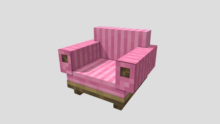 Розовое кресло на дубовом каркасе 3D Model