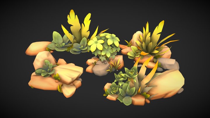 Rocks and grass 01 3D Model