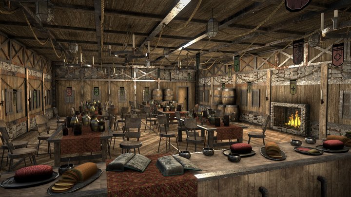 Medieval Tavern Interior 3D Model