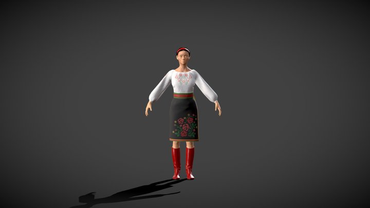 Character. Girl in national dress 3D Model