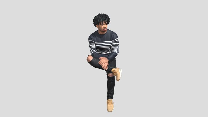 Striped Portrait in Navy – Modelo 3D gratuito STL