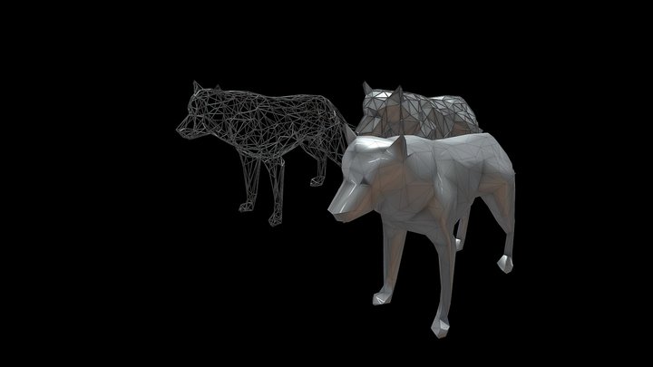 Lobos - Voxel - Lowpoly - Wireframe 3D Model