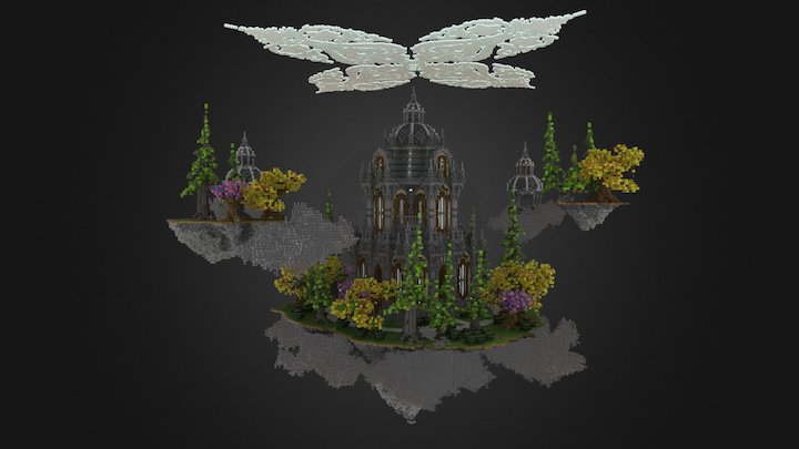 Flying Gothic Mansion - Minecraft 3D Model