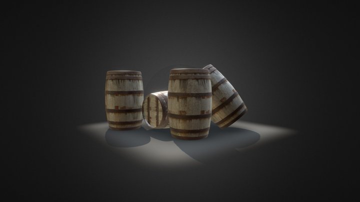Wooden Barrels 3D Model