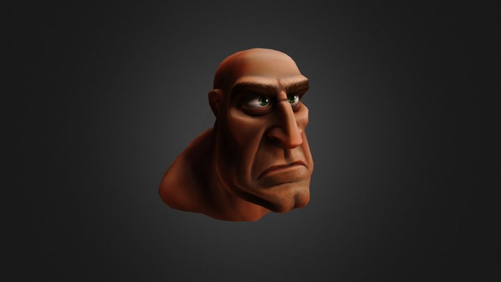 Grumpy Face 3D Model
