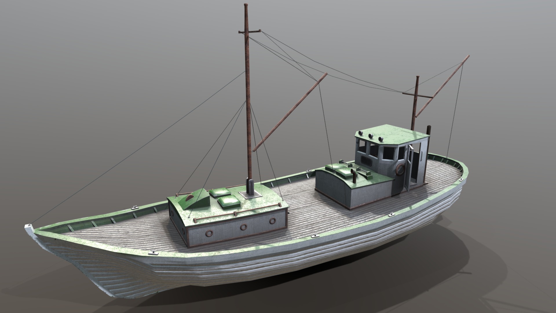 3D model Fishingboat - This is a 3D model of the Fishingboat. The 3D model is about a model of a ship.