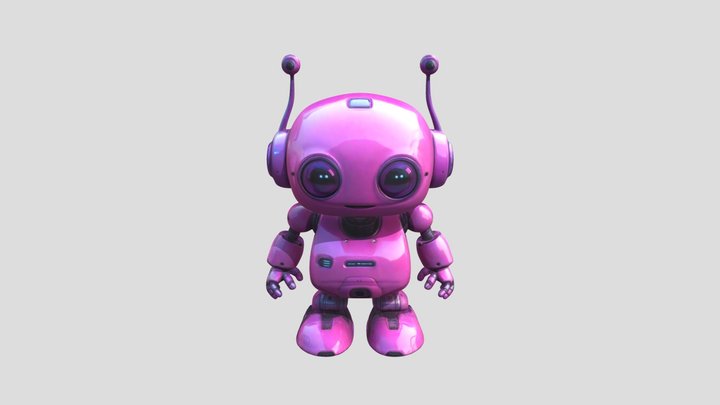 cute pink robot 3D Model