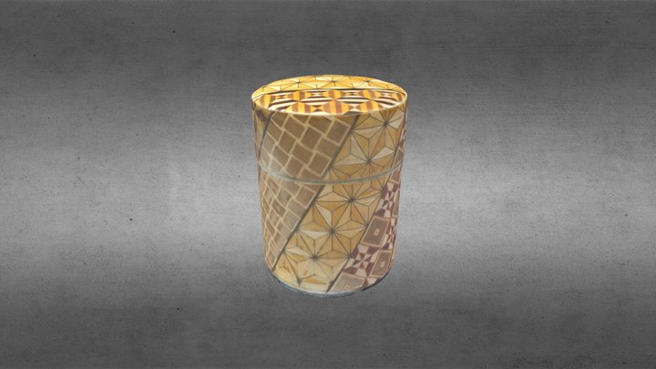 Yosegi-zaiku Matcha Tea Caddy (low poly) 3D Model