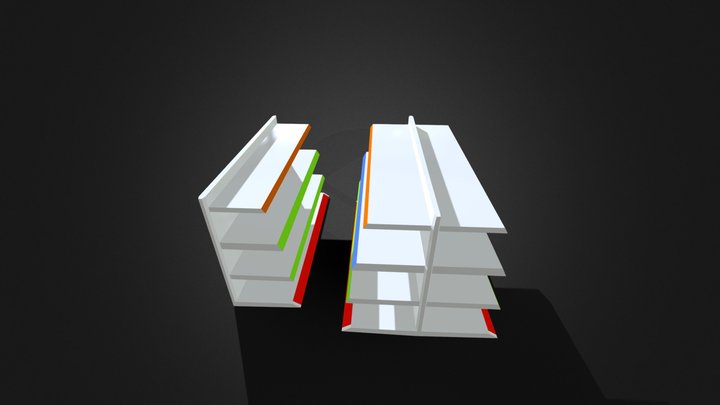 Parteleiras Supermercado Dupla 3D Model