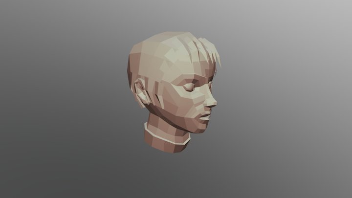 Polygonal Girl Head Test (Fix#1) 3D Model
