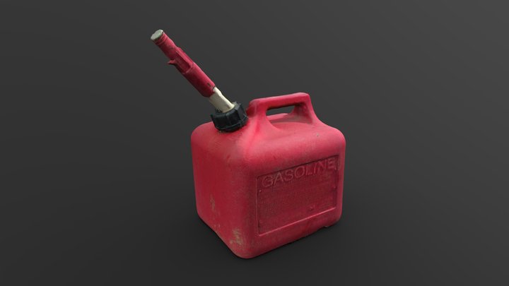 Plastic gasoline can (red) 3D Model