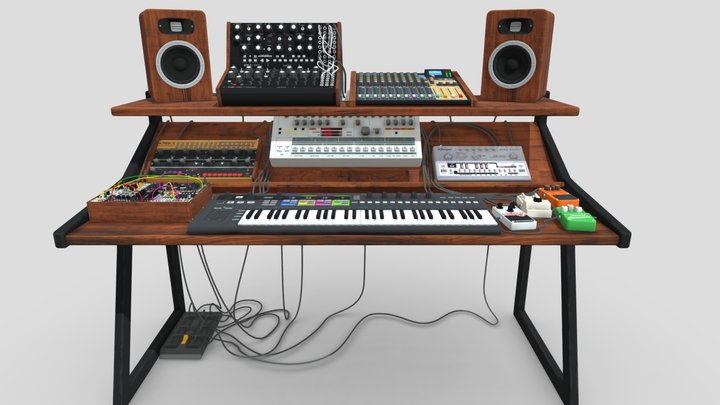 Music table set 3D Model