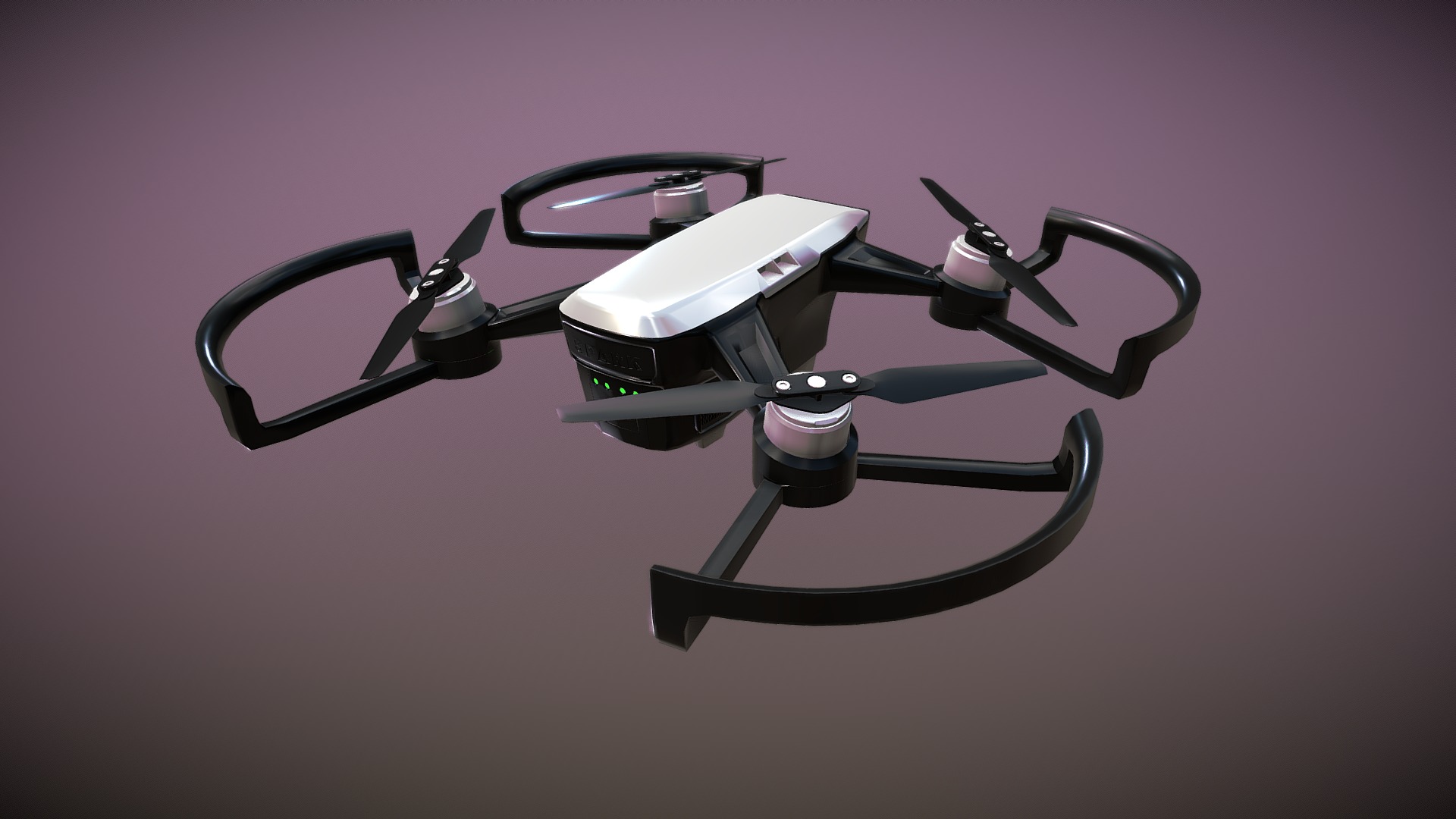 3D model DJI Spark drone Low poly Animated - This is a 3D model of the DJI Spark drone Low poly Animated. The 3D model is about a drone with a red background.