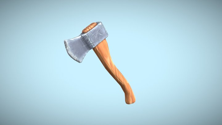 Hand Painted Stylized Hatchet 3D Model