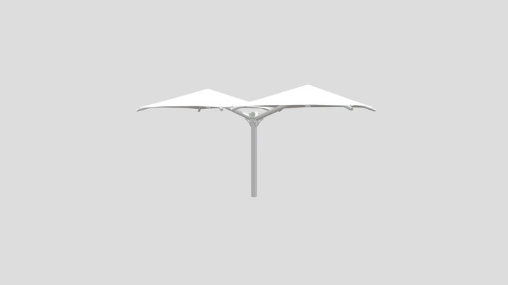 Dual Square Cantilever Umbrella 3D Model