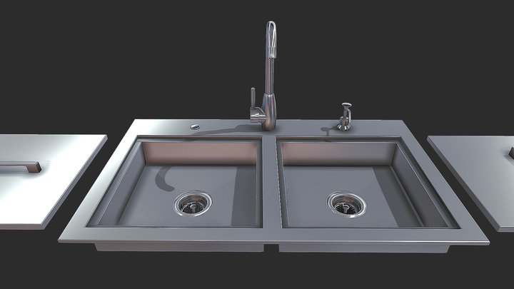 37” ADA Double Sink Item No - ADASK37 3D Model