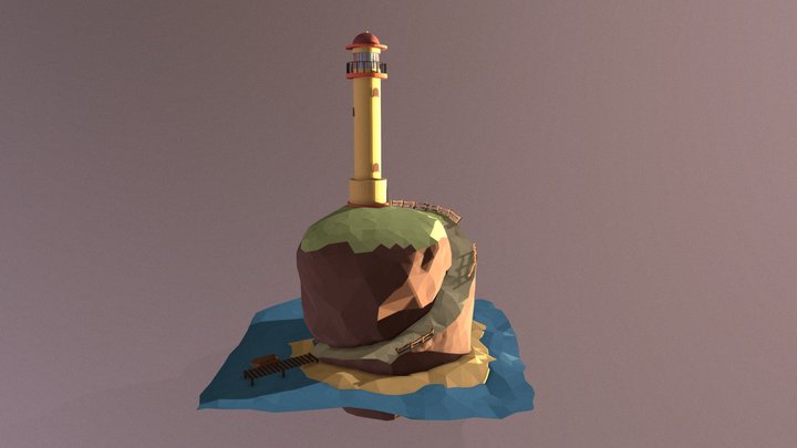 Lighthouse Low Poly, Faro Low Poly 3D Model