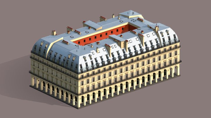 Paris Architecture Building Rivoli 3D Model