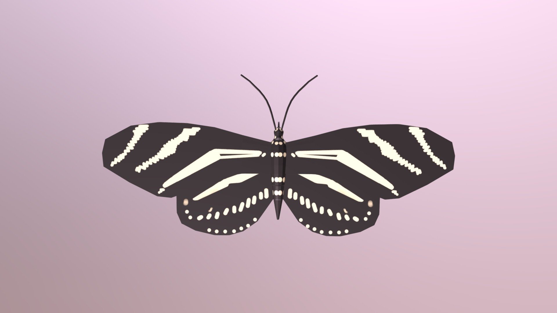Low Poly Cartoon Black Butterfly