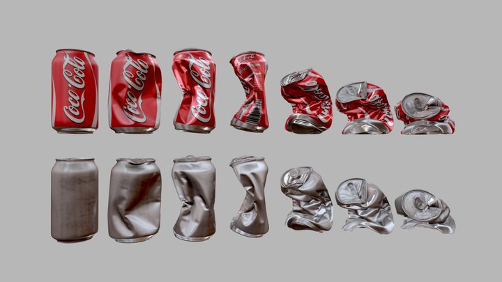 Crushed Soda Can Collection 3D Model