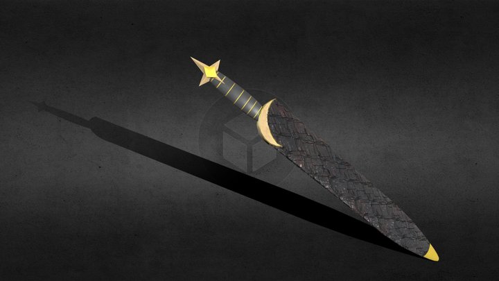 The Dagger of The Crescent Moon (in sheath) 3D Model