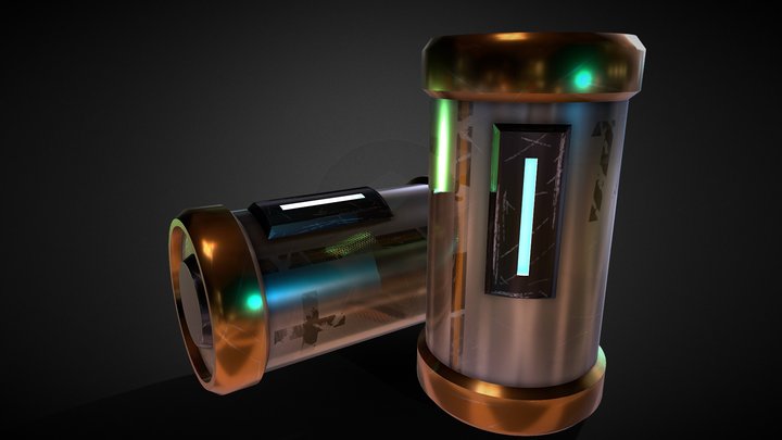 Sci-Fi Batteries 3D Model