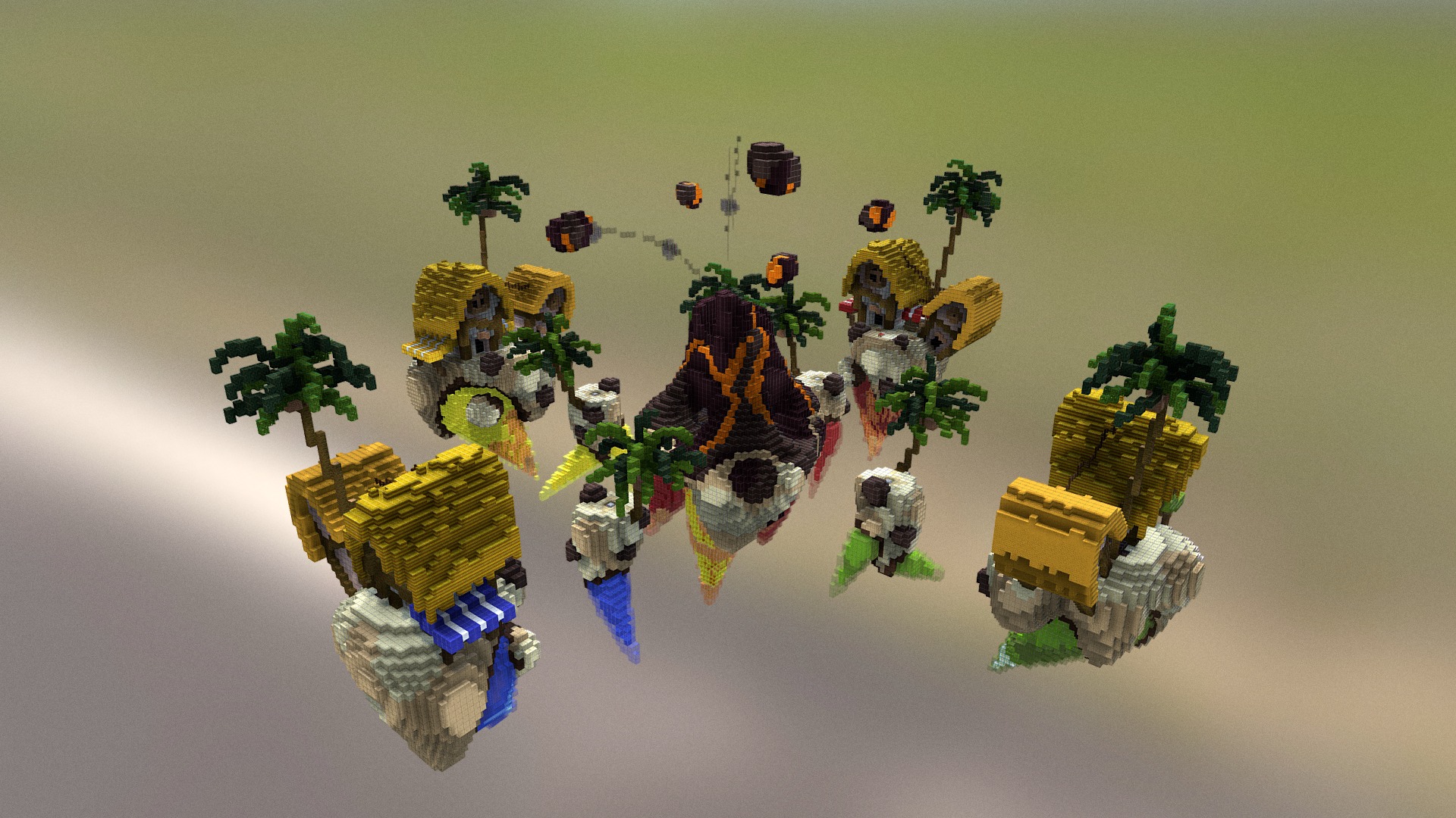 3D model Volcanoooo4x4bedwars - This is a 3D model of the Volcanoooo4x4bedwars. The 3D model is about a group of toy trees.