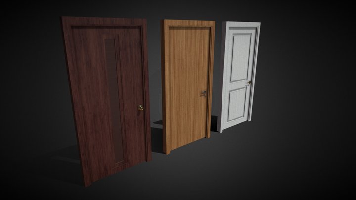 3 doors with animations 3D Model