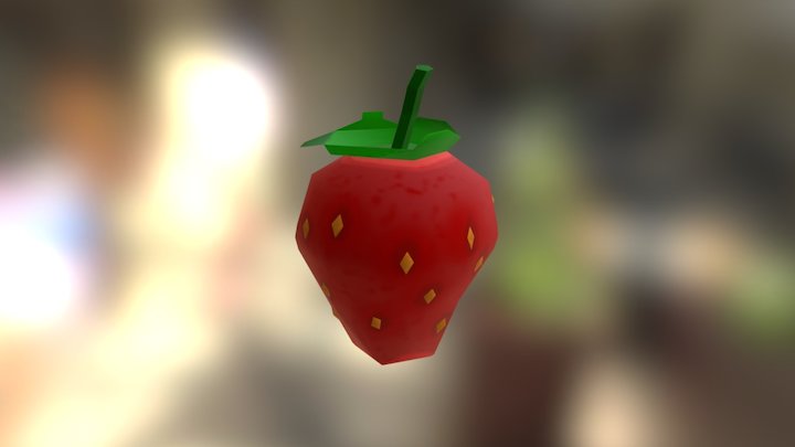 Strawberry low poly fruit 3D Model