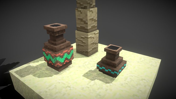 Voxel Ceramic Vases 3D Model