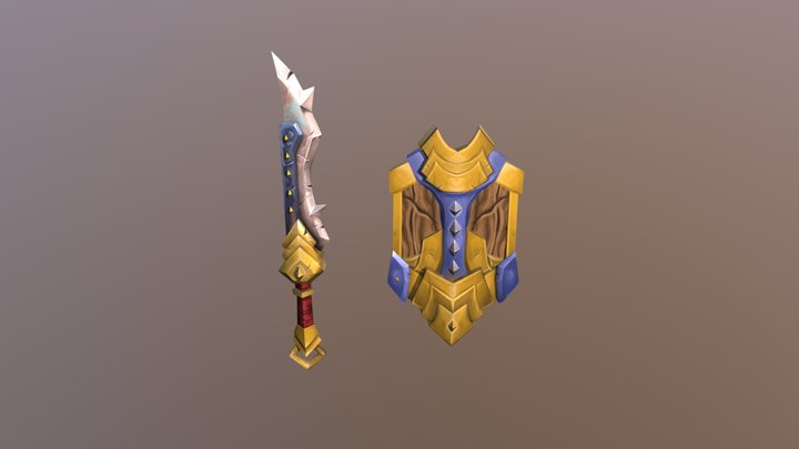 World of Warcraft Sword and shield 3D Model
