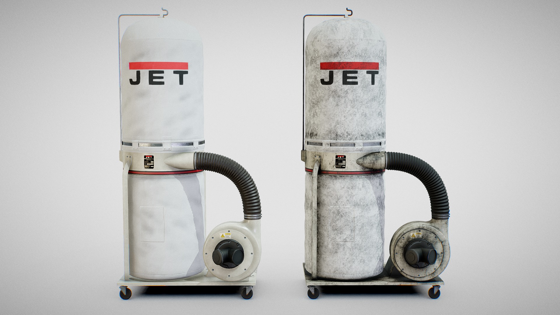3D model Sawdust Collector – JET (Clean and Dirty) - This is a 3D model of the Sawdust Collector - JET (Clean and Dirty). The 3D model is about a close-up of a machine.